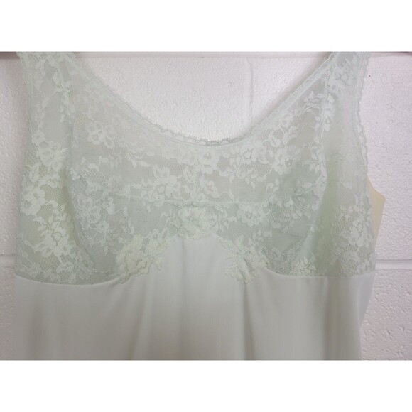 Vintage Van Raalte Suavette Nylon Slip Chemise Sea Foam Green Lace Sz 33 - Picture 3 of 11